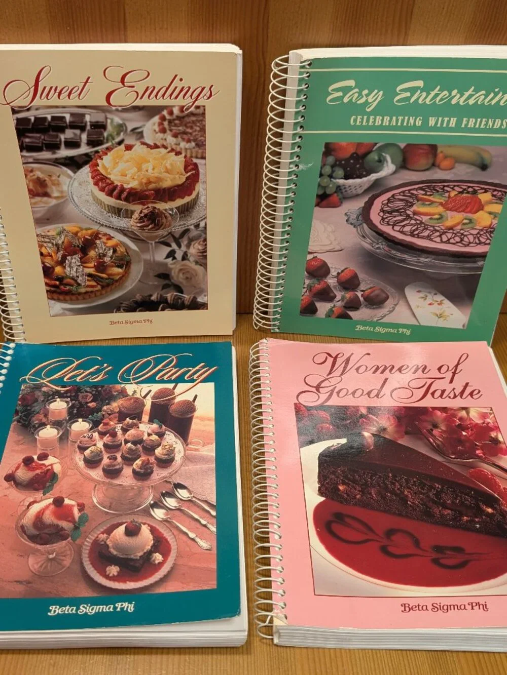 Lot of 4 BETA SIGMA PHI Cookbooks Spiral Bound 1996 1998 2001 2006 Entertaining